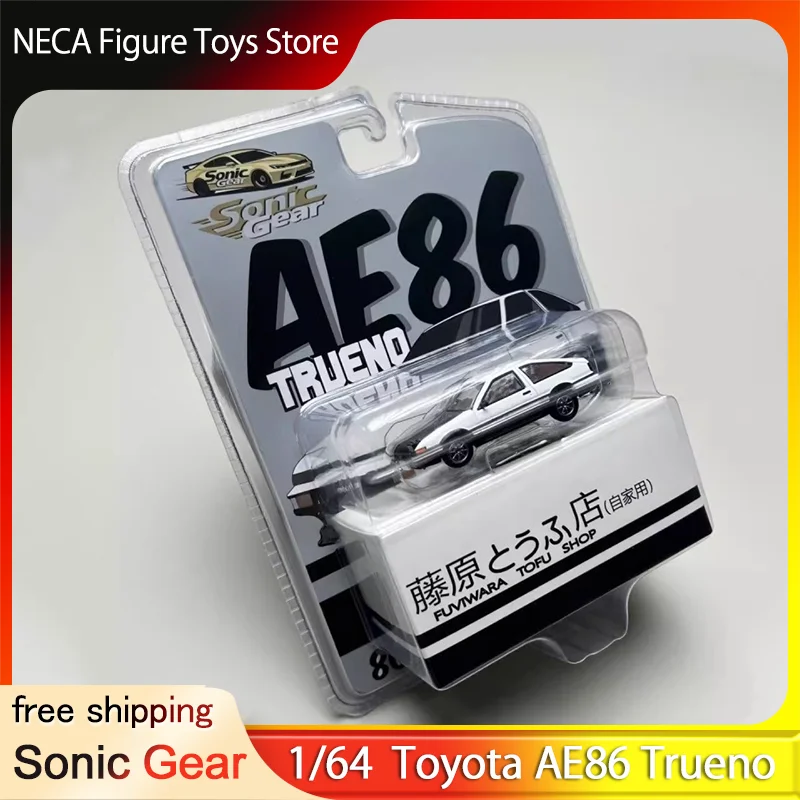 

Коллекционная модель Sonic Gear 1:64 Toyota AE86 Trueno Initial D Fujiwara Tofu Shop, бело-зелено-красная, игрушка-подарок для взрослых и детей