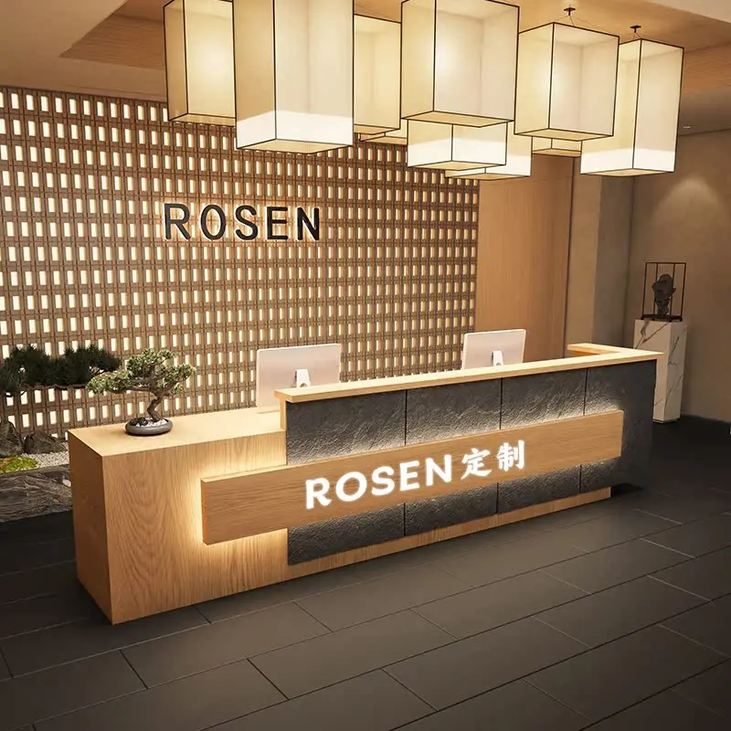 تخزين مكتب الاستقبال مكتب الاستقبال الحلاق صالون تجميل مكاتب الاستقبال الحديثة الكلاسيكية طويلة أثاث الاستقبال Mostrador