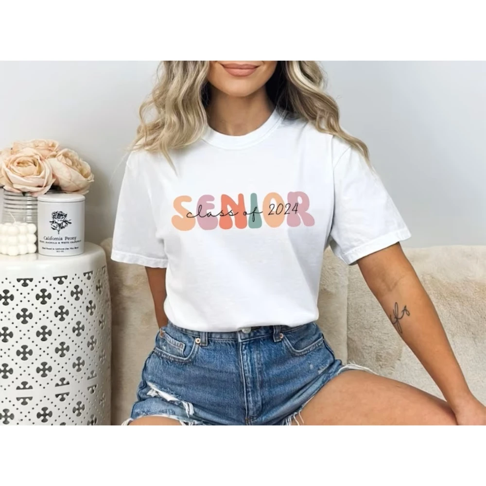 

Comfort Color Class of 2024 Shirt Senior Graduation Gift 2024 Short Sleeves College Senior High School Senior Tee Kawaii Clothes