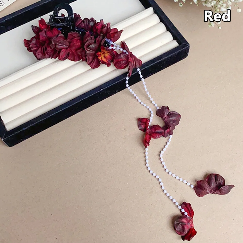 

New Flower Pearls Hair Clip Tassels Long Grasping Clip Dress Accessories Crab Hair Clips Hair Accessories