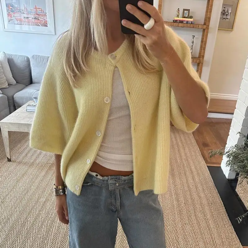 

Women's Pure Color Button ort Sve round Ne Open Cardigan Thiened Coolmax Fiber Ciwalk Inner Wear Collar