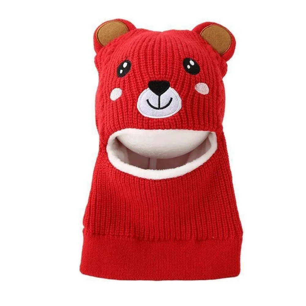 

New Cute Cartoon Ear Protection Cap Windproof Warm Hat Scarf One-Piece Cold Proof Knitted Hat Kids
