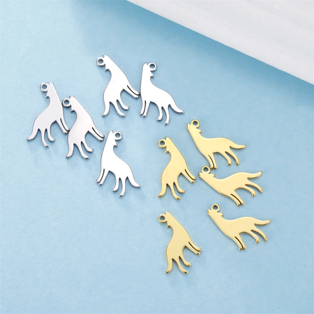 5pcs/Lot Stainless Steel Howling Wolf Pendant Animals Charms For Jewelry Making Diy Women Necklace Bracelet Tiny Charm Accessory