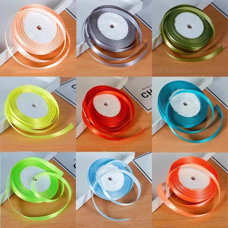 25Yards/Roll Grosgrain Satin Ribbons for Wedding Christmas Party Decorations DIY Bow Craft Ribbons Card Gifts Wrapping Supplies