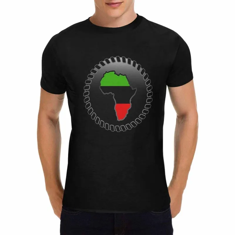 

Men's Black Crew Neck T-Shirt Pan-African Flag Africa T-Shirt WHX 180g
