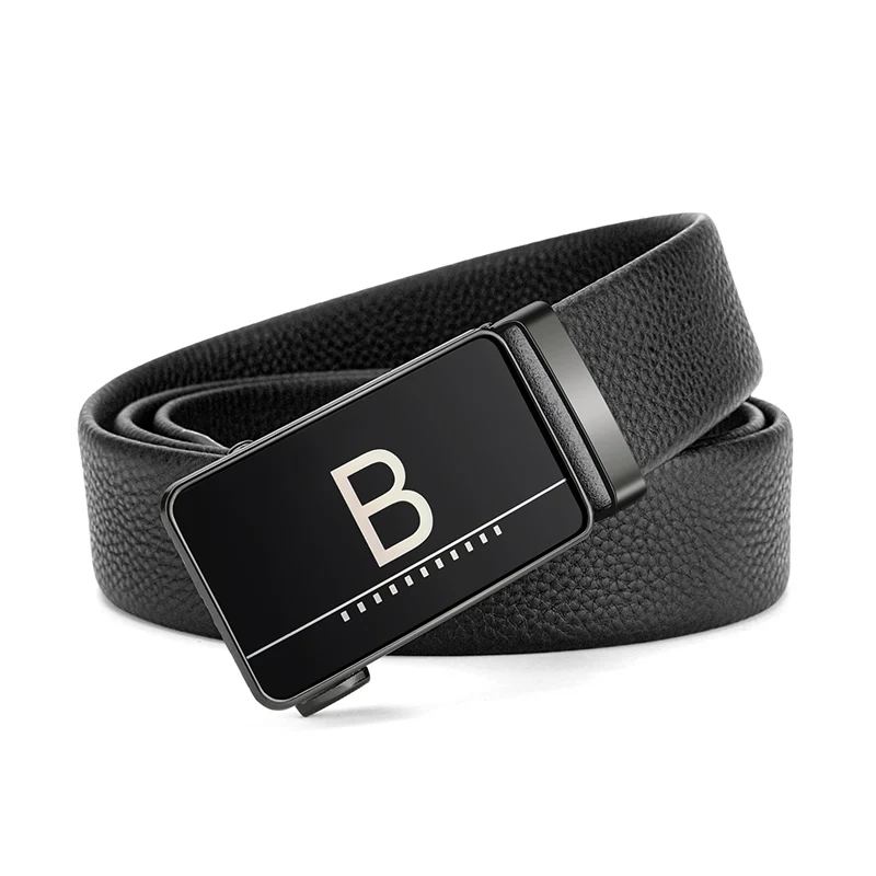 OYIFAN Genuine Leather Belt for Men Name lettering buckle leather belt Business casual belt men Adjustable automatic belt