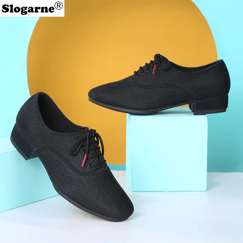 Mesh Modern Dance Shoes Men Latin Shoes Male Breath Soft Jazz Waltz Ballroom Dance Shoes Man Salsa Dancing Sneakers Stage Wear