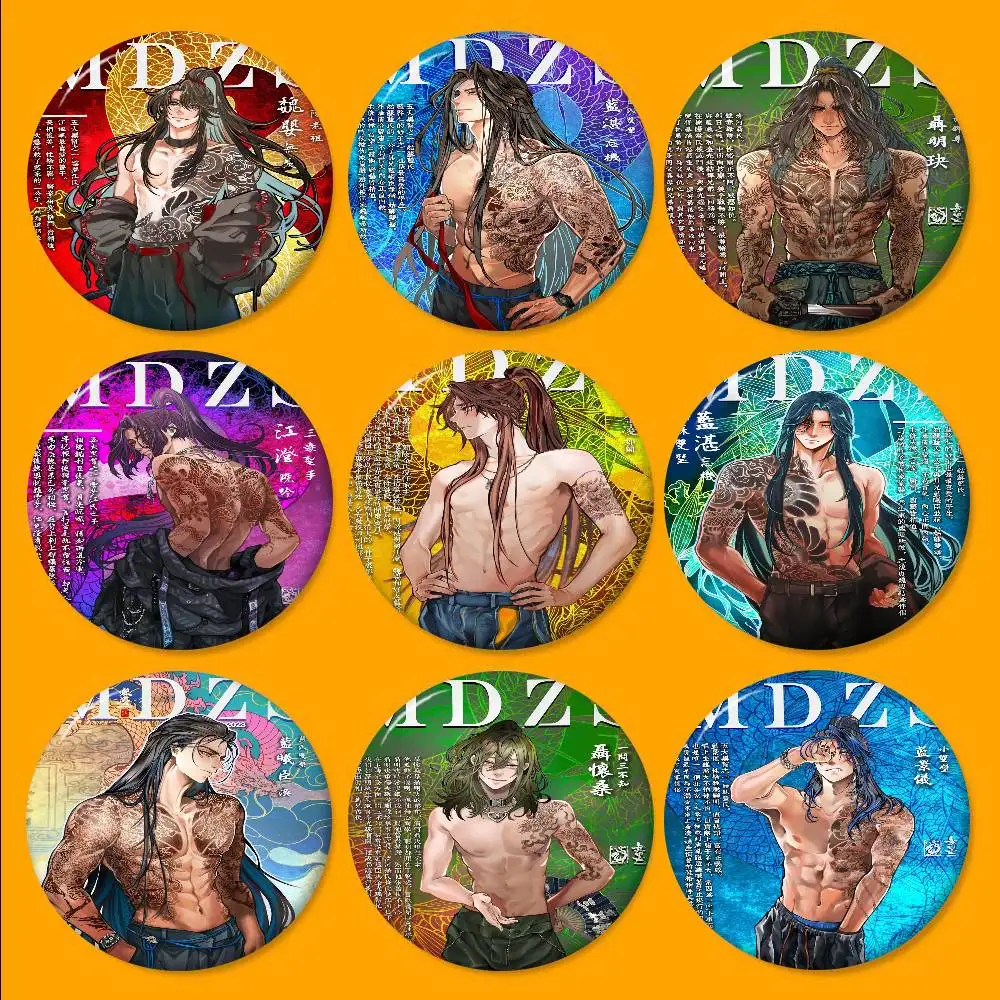 Mo Dao Zu Shi hojalata Pin botón personalizado Anime papel vieja escuela broche dibujos animados Collar insignia joyería regalo Fans