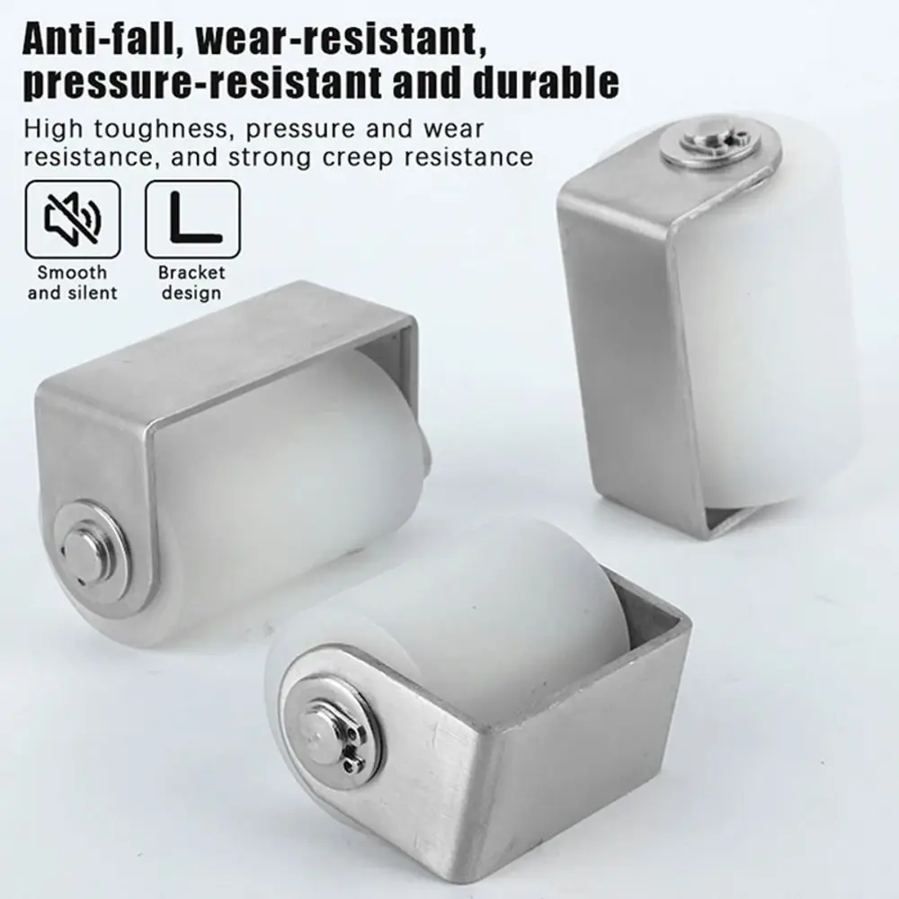 1Pcs 201 Stainless Steel Mobile Door Pulley Solid Ball Bearing Nylon Positioning Roller Wear Resistant Rust Proof