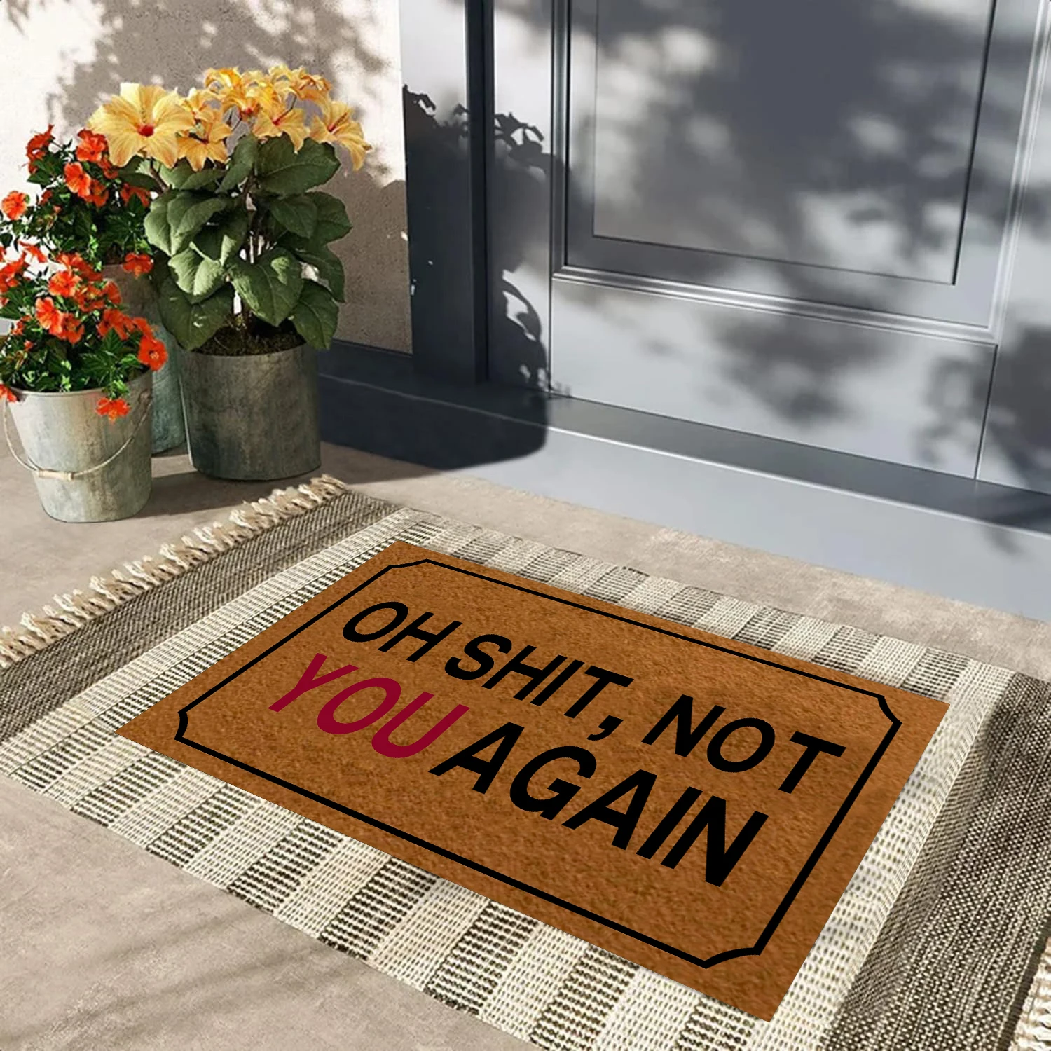 

Rubber Entry Door Mat for House Anti-Slip Carpet for Entrance Outdoor Doormat Porch Kitchen Rugs, Oh Shit Not You Again