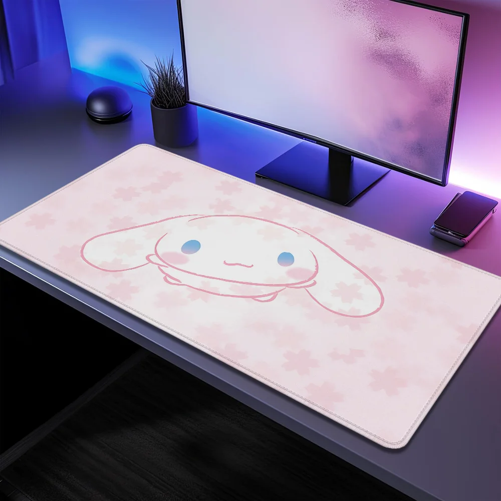 Tapis de souris Xxl 90x40cm, accessoires de bureau antidérapants cannelle, Sanrio sur bord, armoire de Gamer en caoutchouc, tapis de jeu mignons Kawaii