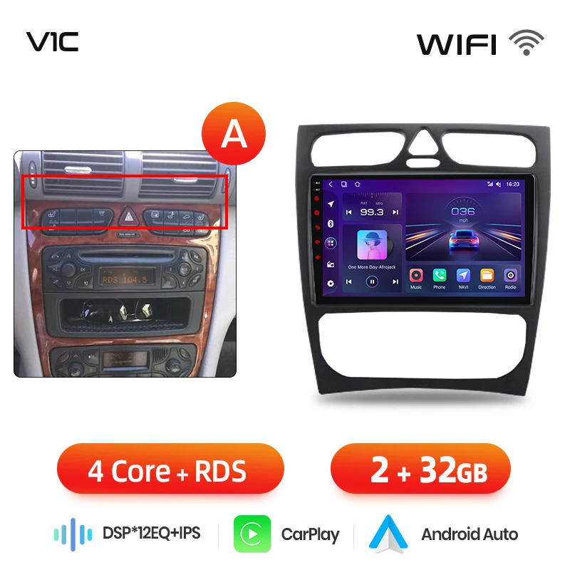 Junsun CarPlay Android Auto Autoradio voor Mercedes Benz C Klasse W203 C200 C320 C350 CLK W209 2000-2005 intelligente Multimedia 4G