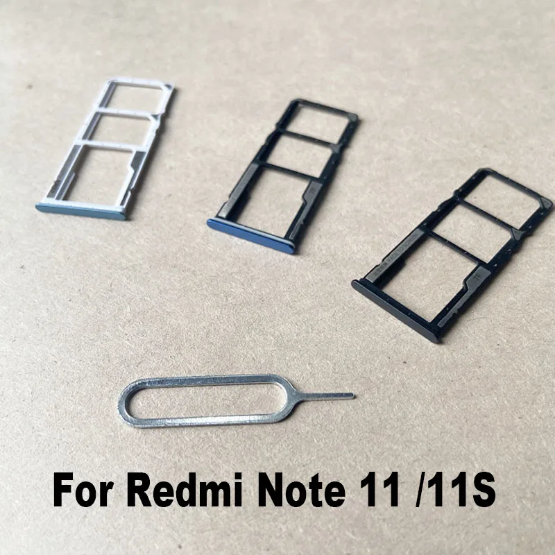 New Sim Card Tray For Xiaomi Redmi Note 11 11S Slot Holder Socket Adapter Connector Repair Parts Replacement