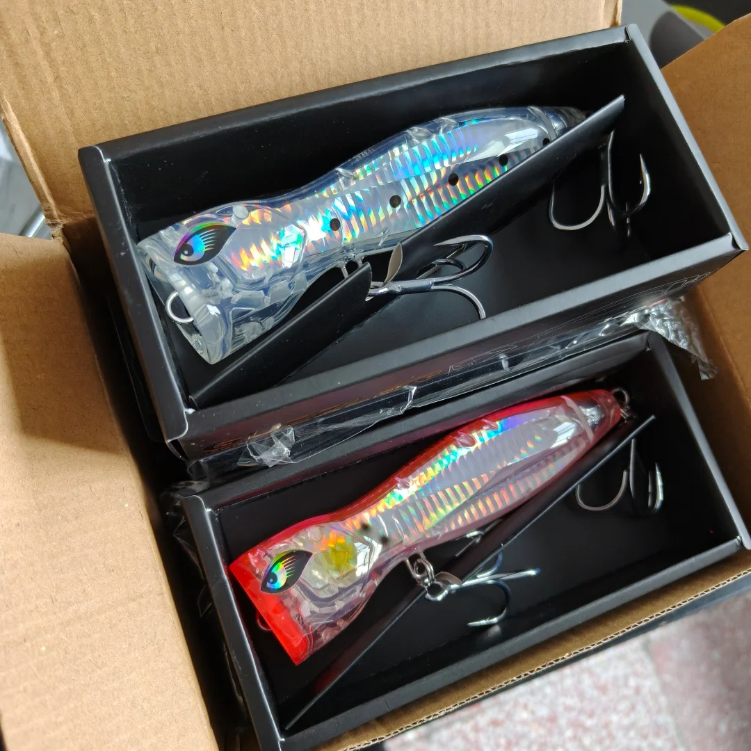

NOEBY 2PCS 14cm 74.5g Popper Lure - Medium-Heavy Topwater Fishing Lure for Striped Bass, Bluefish, Long Casting Surface Bait