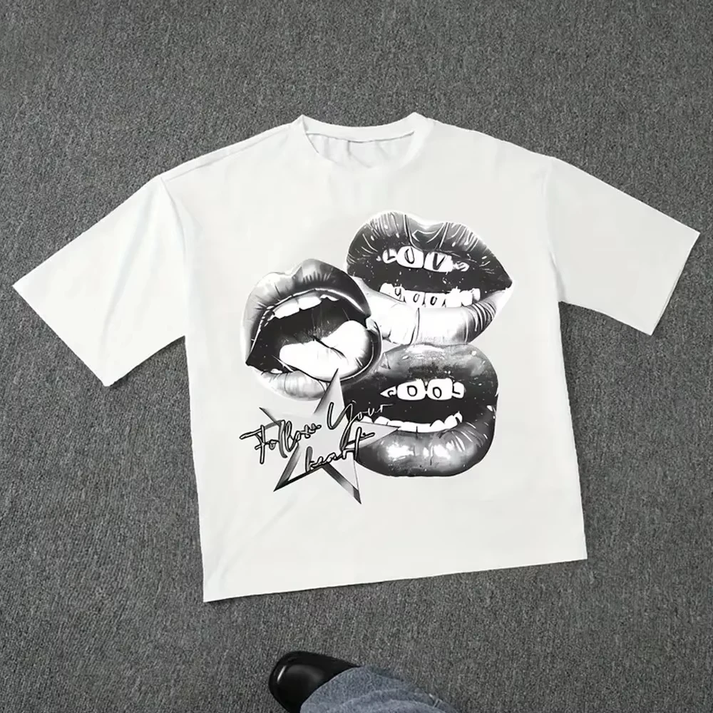 Y2K Grunge Balaclava Masked Portrait Graphic Tee Cotton Mens Womens T-Shirt Summer Streetwear