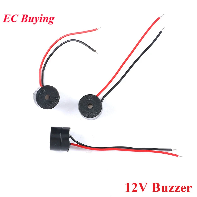 

100pcs/lot 12095 Electromagnetic Active Buzzer 12V 12*9.5MM Speaker alarm loudspeaker With Cable