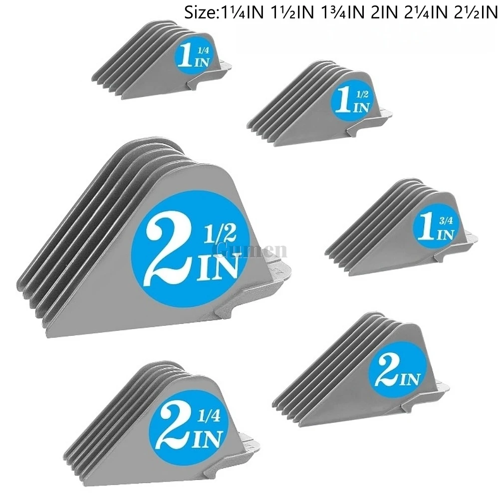 

6 шт., 2,5 дюйма, 2,25 дюйма, 2 дюйма, 1,75 дюйма, 1,5 дюйма, 1,25 дюйма, для машинки для стрижки волос Wahl, удлиненные насадки для расчески, 2,5 дюйма, универсальная машинка для стрижки волос