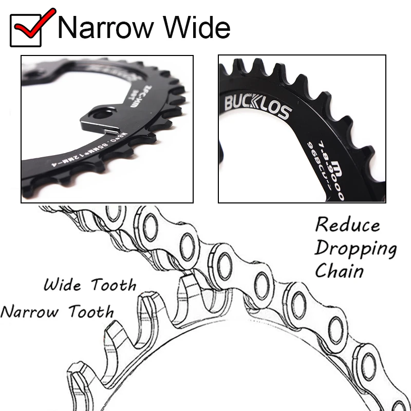 BUCKLOS Chainring 96BCD Round/Oval Bike Chainwheel 32/34/36/38T Chain Ring for SHIMANO M7000 M8000 M4100 M5100 Tooth Plate 96bcd view 2