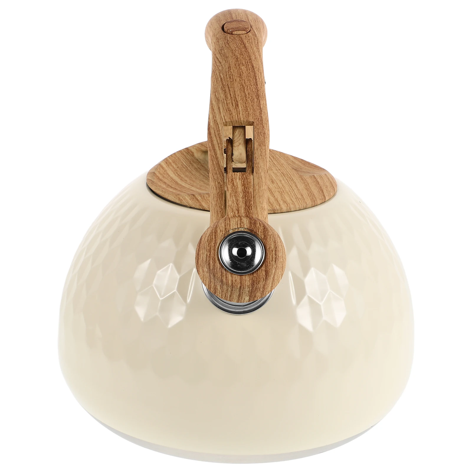 

3L Vintage Hammered Whistling Kettle Stovetop Tea Coffee Flat Bottom Elegant Beige 3L Capacity Stove Kettle