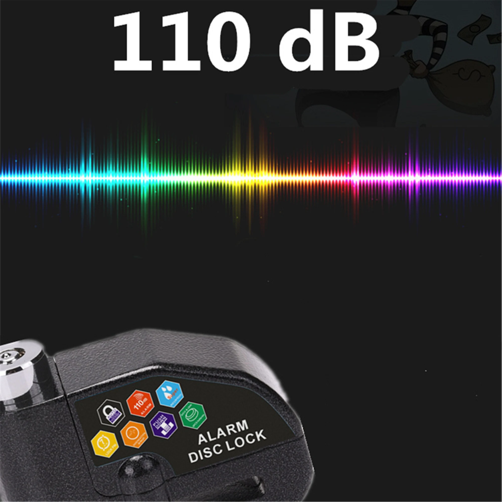 Motorcycle Bicycle Lock Alarm Safety Protection Padlock Disc Aluminum Alloy Anti-Theft Reminder Rope Lock Bag Motorcycle Accesso - view 4
