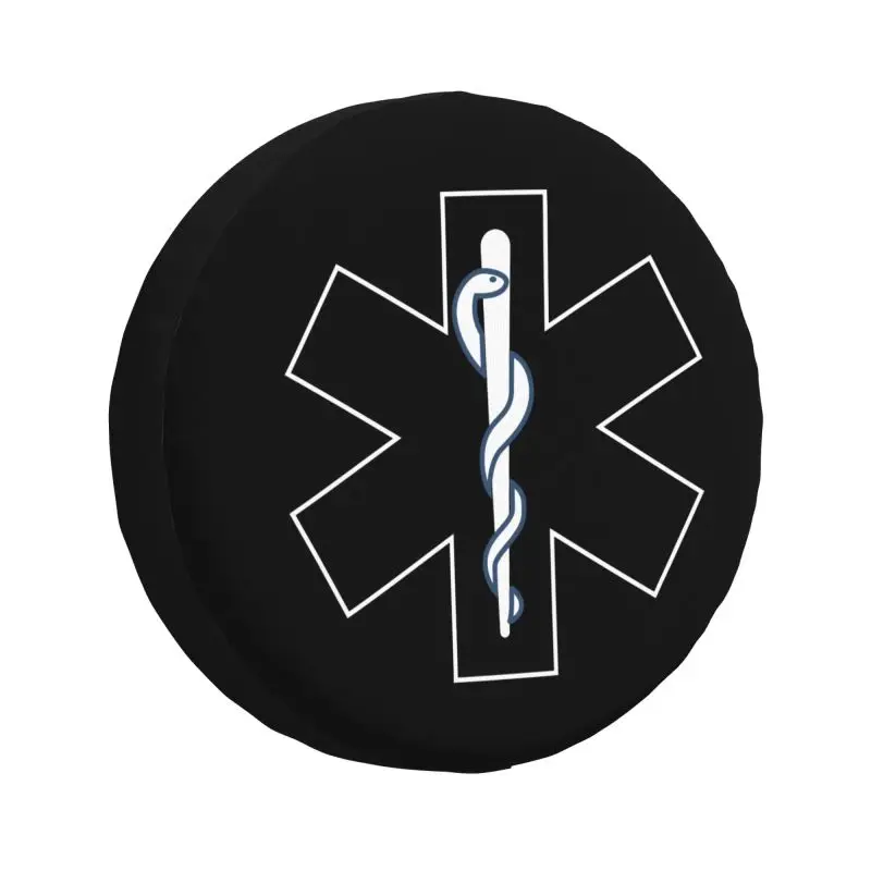 Custom Paramedic Star Of Life Tire Cover 4WD 4x4 Trailer Emt Emergency Medical Symbol Spare Wheel Protector for Toyota Prado SUV