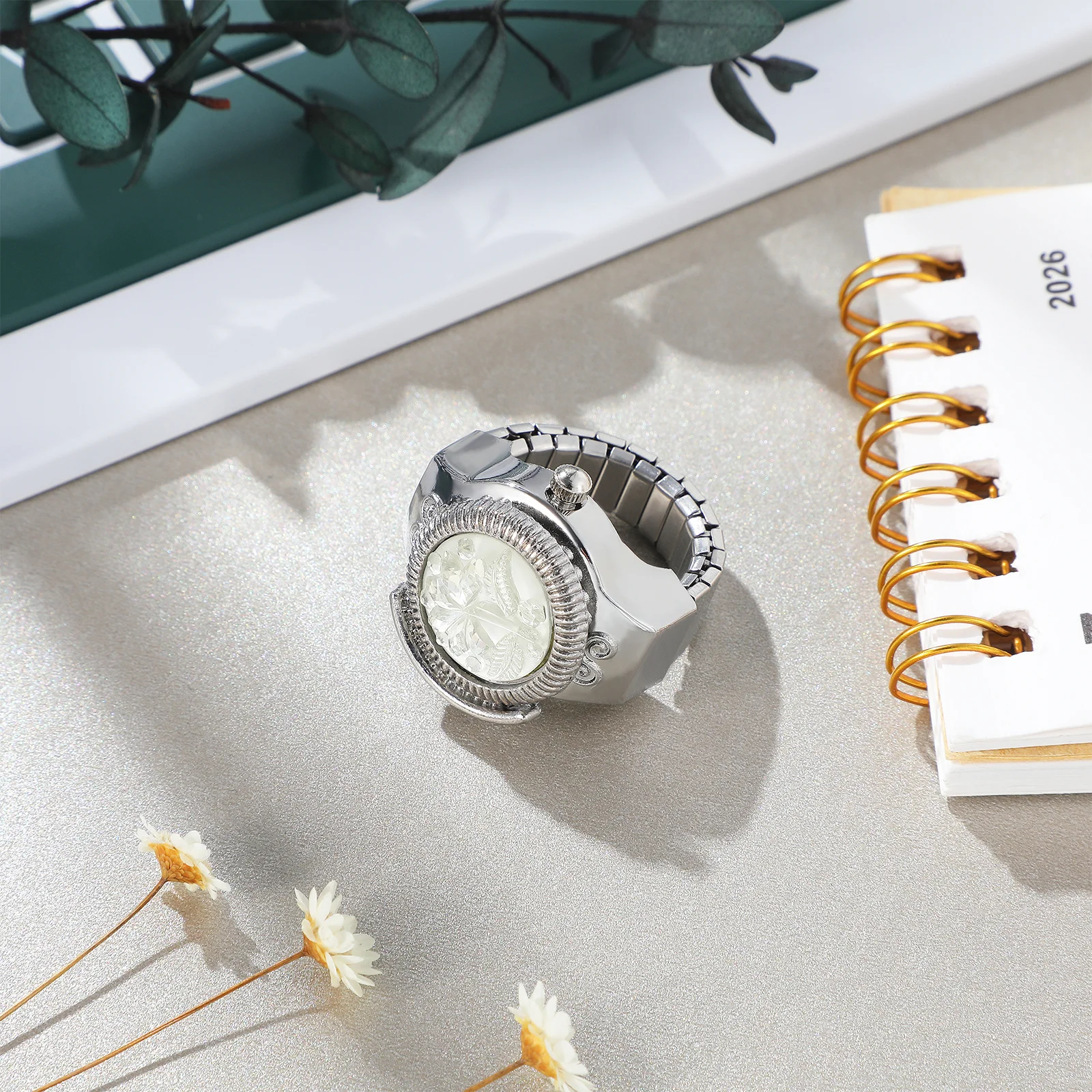 ساعة صغيرة بحلقة إصبع للنساء، إكسسوار مجوهرات عصري، تصميم إبداعي، عرض وقت واضح، خفيف الوزن ومريح #2