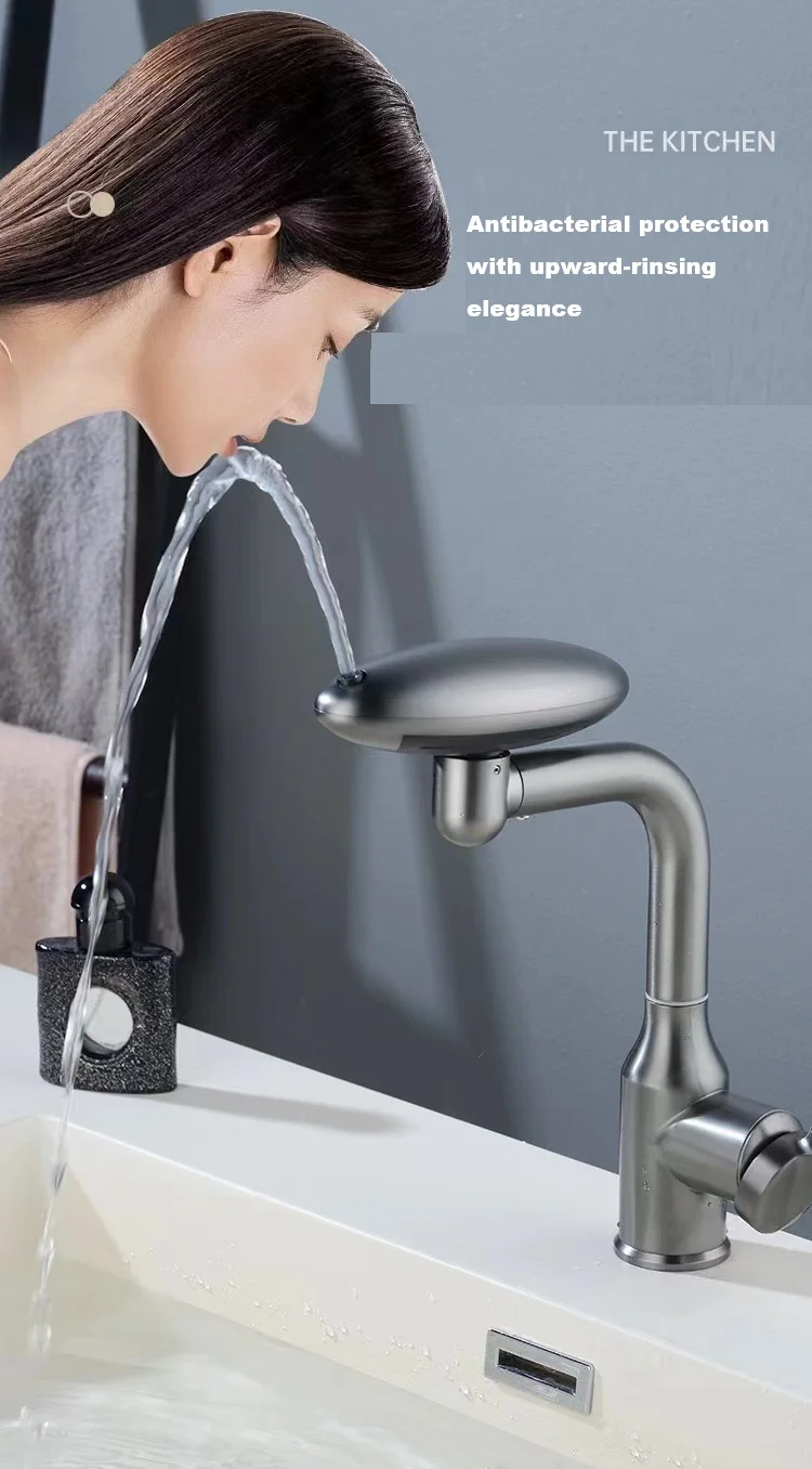 Smart Design 360° Rotating Basin Faucet,4 Water Flow Settings,Temperature Control Mixer Tap,Flexible Gooseneck for Vanity Basin