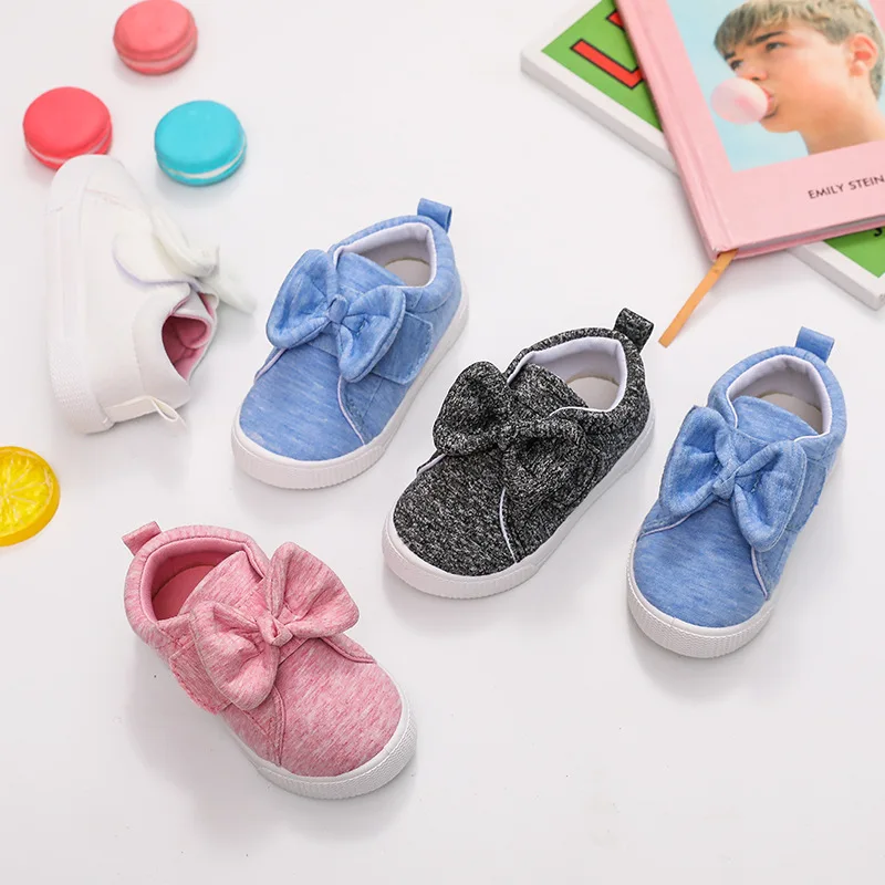 

New Lovely Baby Bow Shoes Girls Boys Spring Atumn oddler Children Barefoot Soft Sole Outdoor Tennis Fashion Kids Sneakers