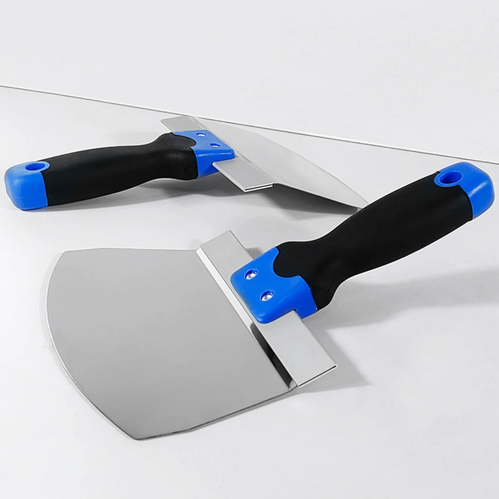Stainless Steel Curved Scoop Putty Scraper Heavy Duty Rust Proof Wall Finishing Tool with Soft Grip for Paint Mortar