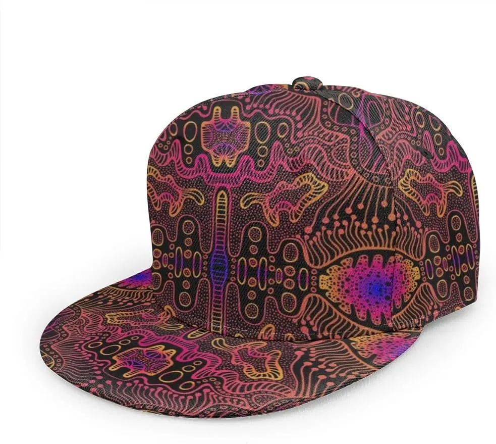 Space Psychedelic Trippy Abstract Flat Bill Brim Cap, Cool Hip Hop Trucker Hat Men Women Adjustable Baseball Caps