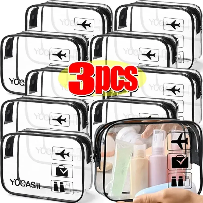 1/3pcs Transparent Zipper Makeup Bag Organizer Box Men Women Travel Clear Cosmetic Bag Waterproof Toiletry Wash Make Up Bags