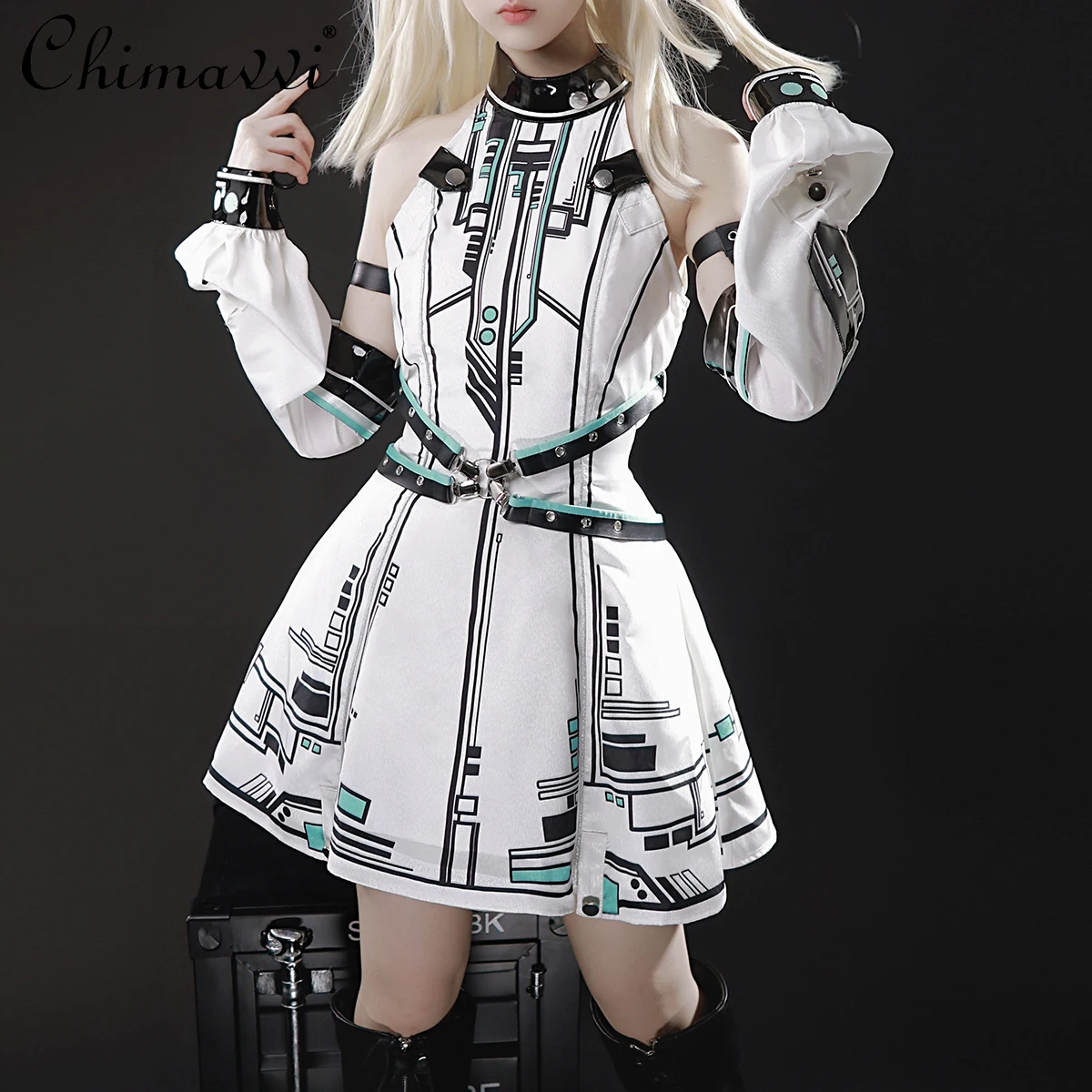 فستان أنيق بقصة ضيقة للفتيات الرائعة لعام 2025 بأكمام يدوية وتصميم ميكانيكي أصلي ثنائي الأبعاد لوليتا