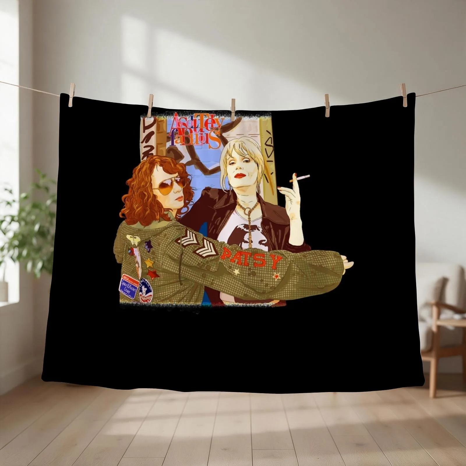 Funny Gift Absolutely Fabulous Edina And Patsy Throw Blanket couch cozy soft plush fuzzy picnic outdoor blanket