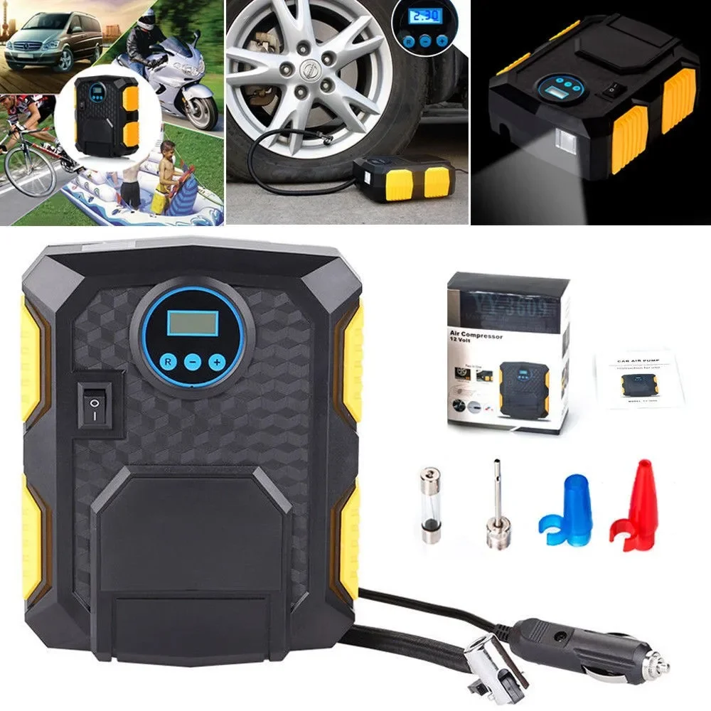 Digital Tire Inflator DC 12 Volt Car Portable Air Compressor Pump 100 PSI Car Air Compressor for Car Bicycles Motorcycles