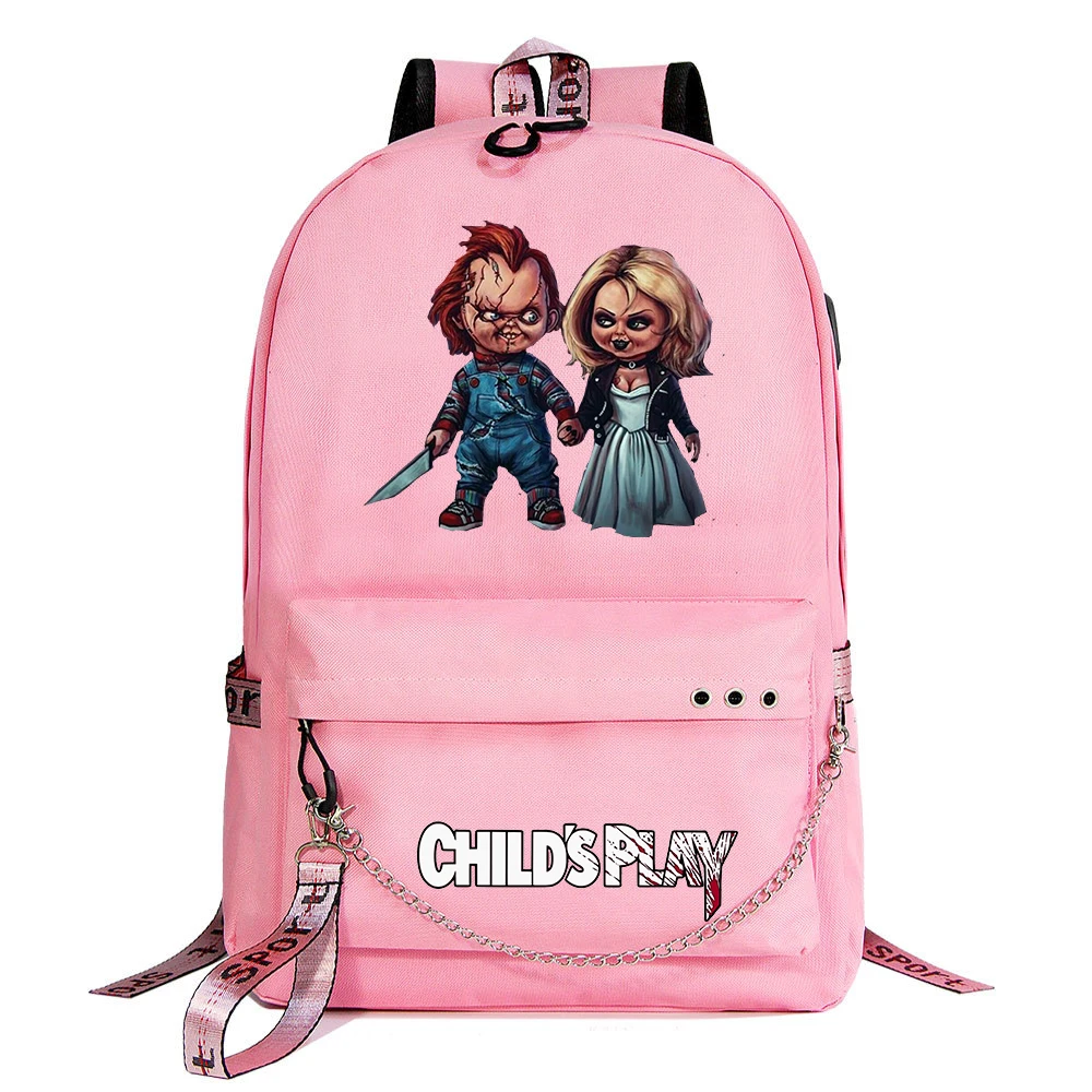 Jeu d'enfant Chucky Sacs d'école pour garçons et filles, Sac à dos JOTravel pour adolescents, Chargement USB, Cartable pour étudiants, Mochila