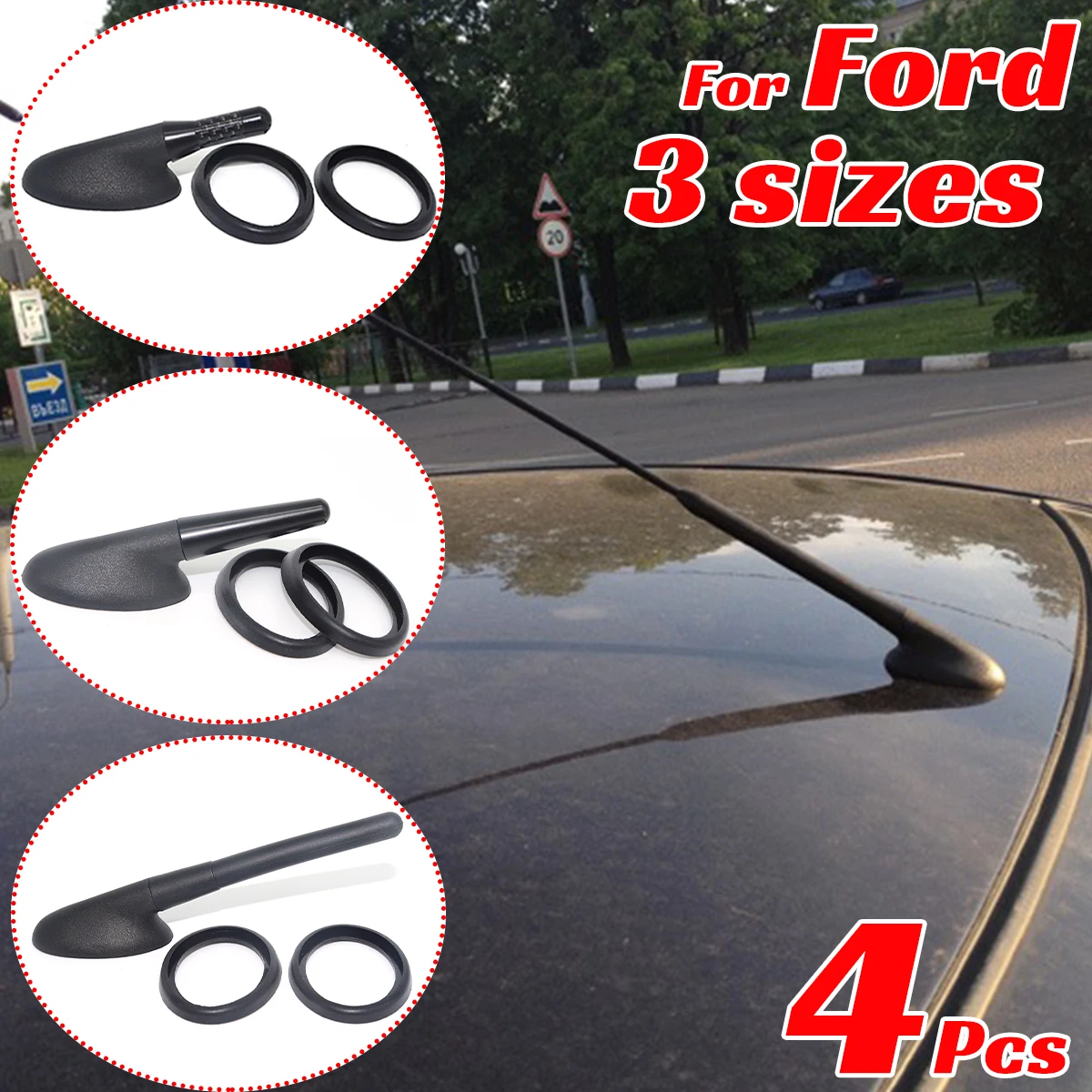 

AM/FM Antenna Bee Sting Aerial Mast Radio Roof Mount Short Rod Gaskets Base Seal For Ford Kuga MK1 Escort Transit Orion Cougar