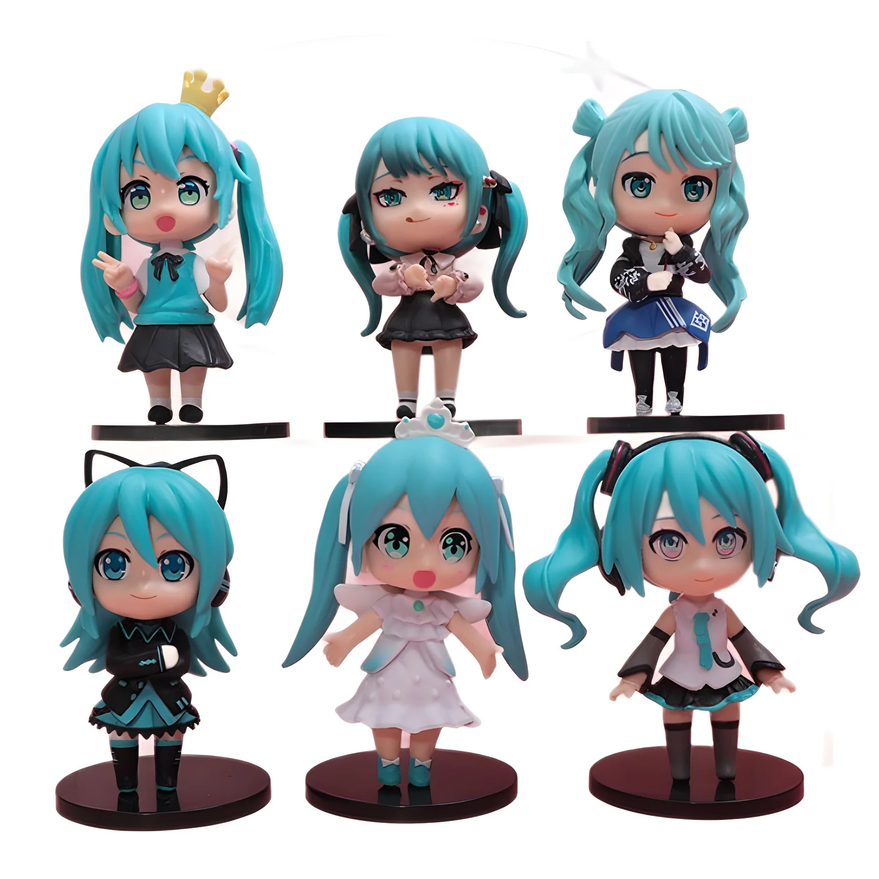 6Pcs Anime Cartoon Hatsune Miku Model Figure Creative New Desktop Ornament Doll Toy Bedroom Office Accessories Gift for Friends