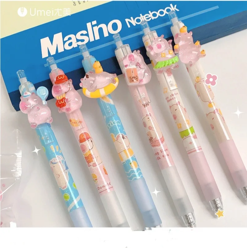 36pcs/lot Creative Capybara Gel Pen Cute 0.5mm Black Ink Signature Pens Stationery Gift School Writing Supplies