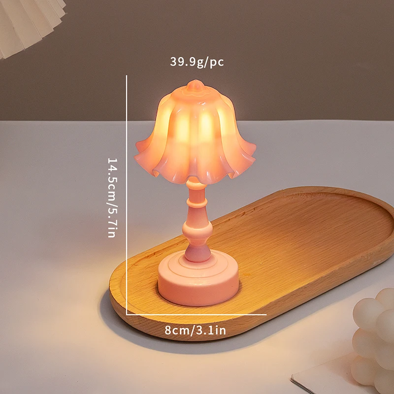 1:12 Dollhouse Miniature Flower Bud Table Lamp Night Light
