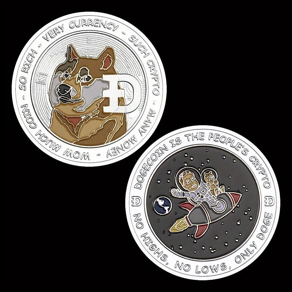 1 Piece Dogecoin Cryptocurrency Coin Musk and Doge To The Moon Collectible Physical Crypto Coin Golden Plated Commemorative Coin