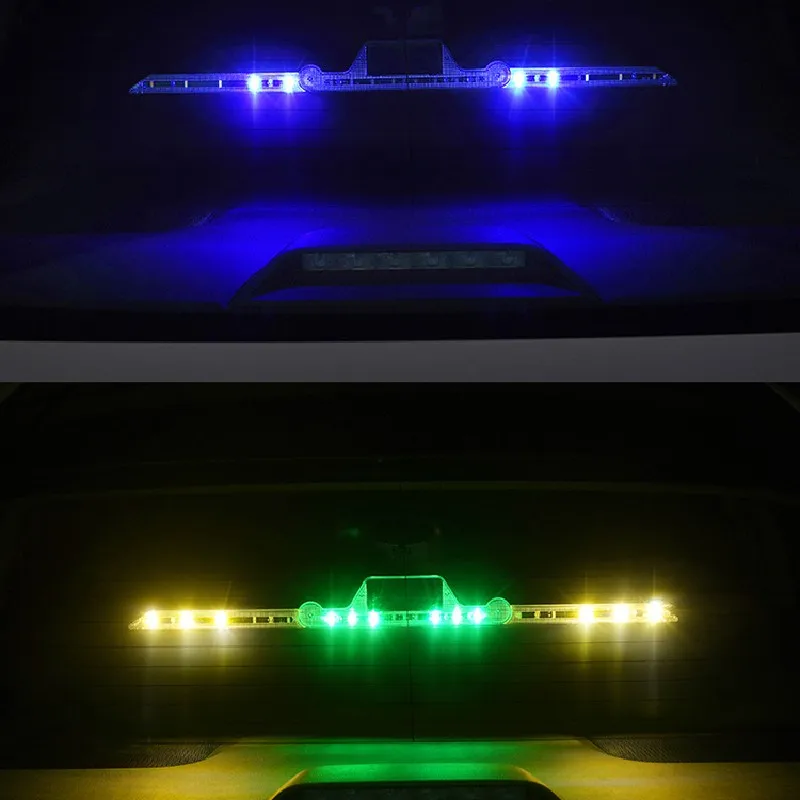 Car Interior Windshield Sunshield LED Strobe Lamp Triangle Emergency Light Foldable Rotatable LED Warning Emergency Signal Light