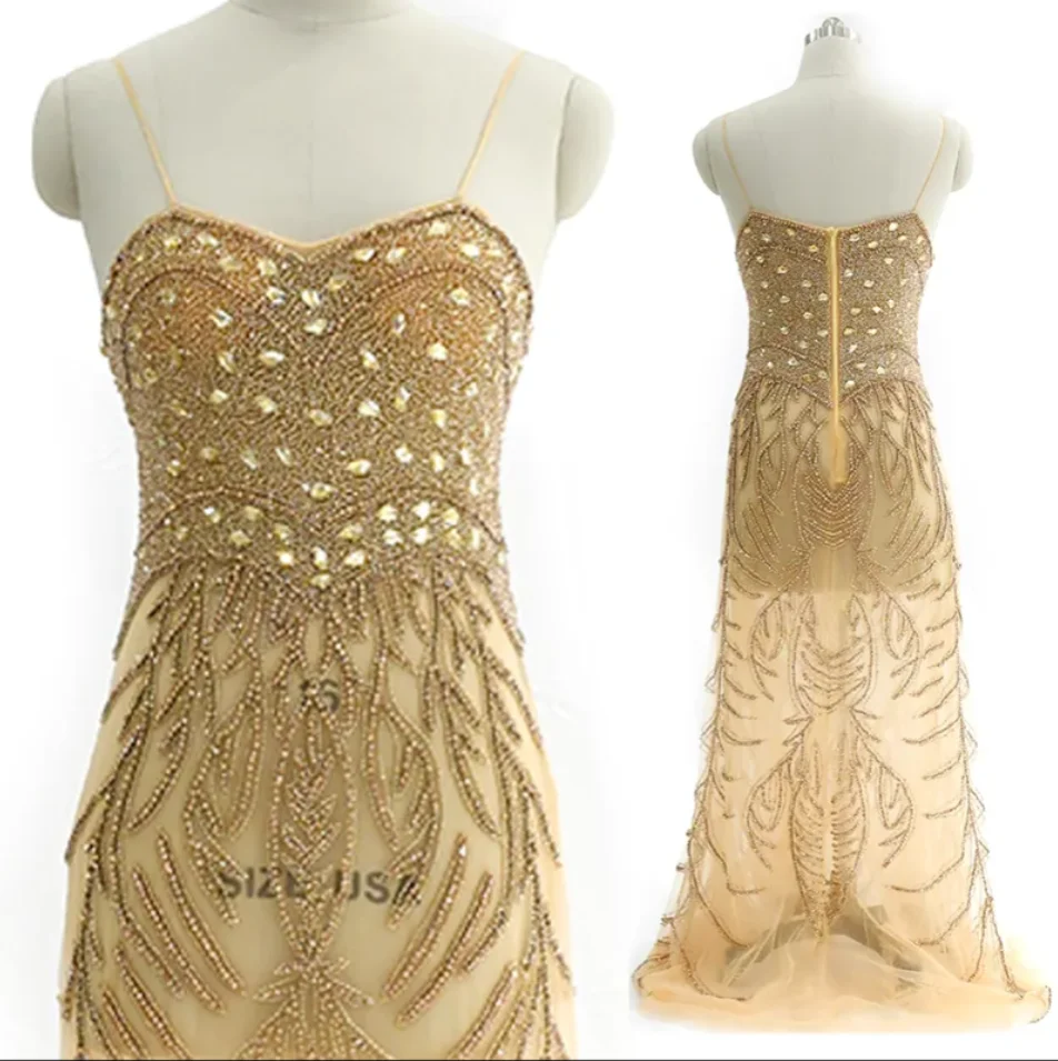 

Gold Newest wedding dress cocktail dress Beautiful Quality Perfect Material Sexy Lady Diamond Bodice Applique JY149