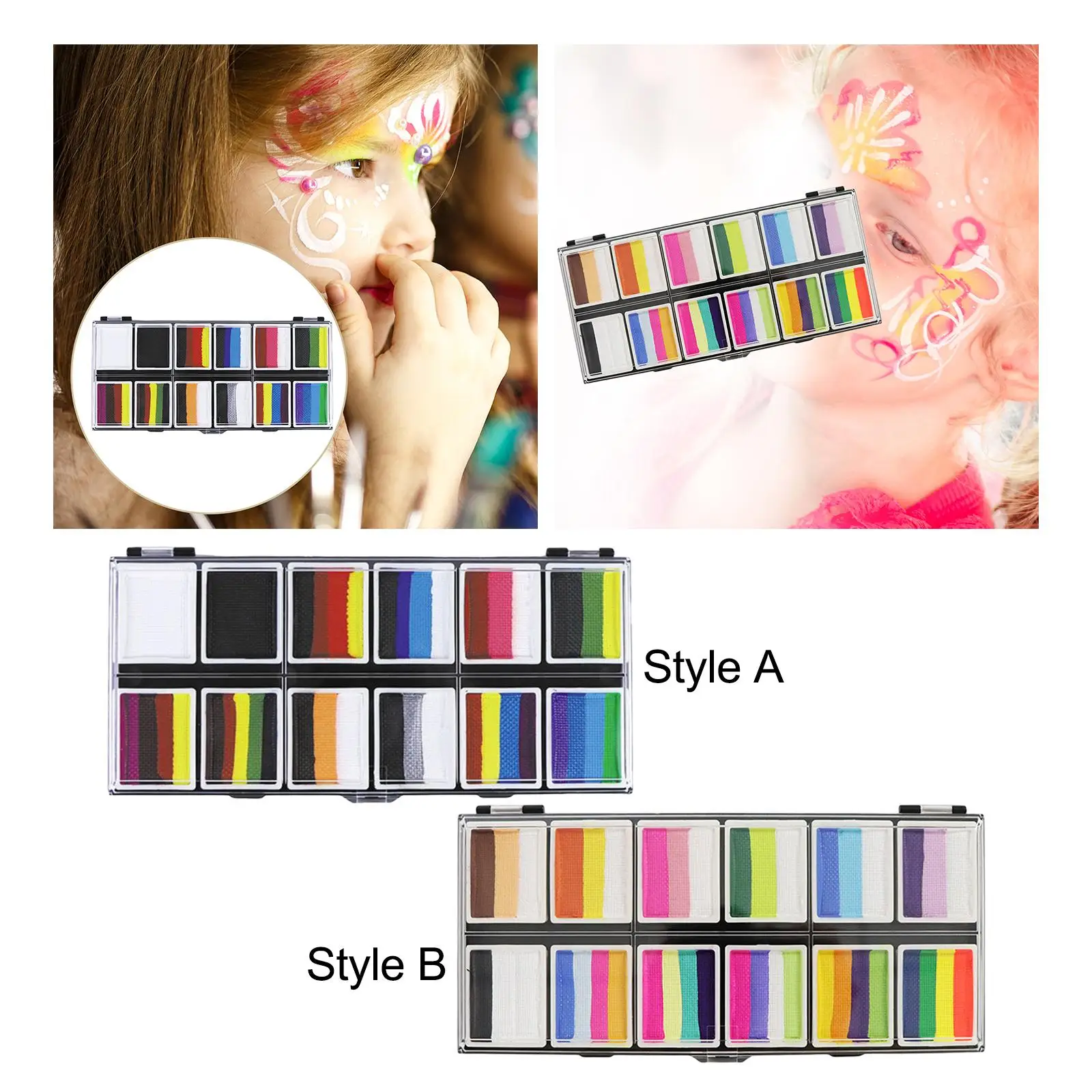 12 Colors Face Paint Split Cake Body Painting for Kids Adults Halloween Stage Makeup