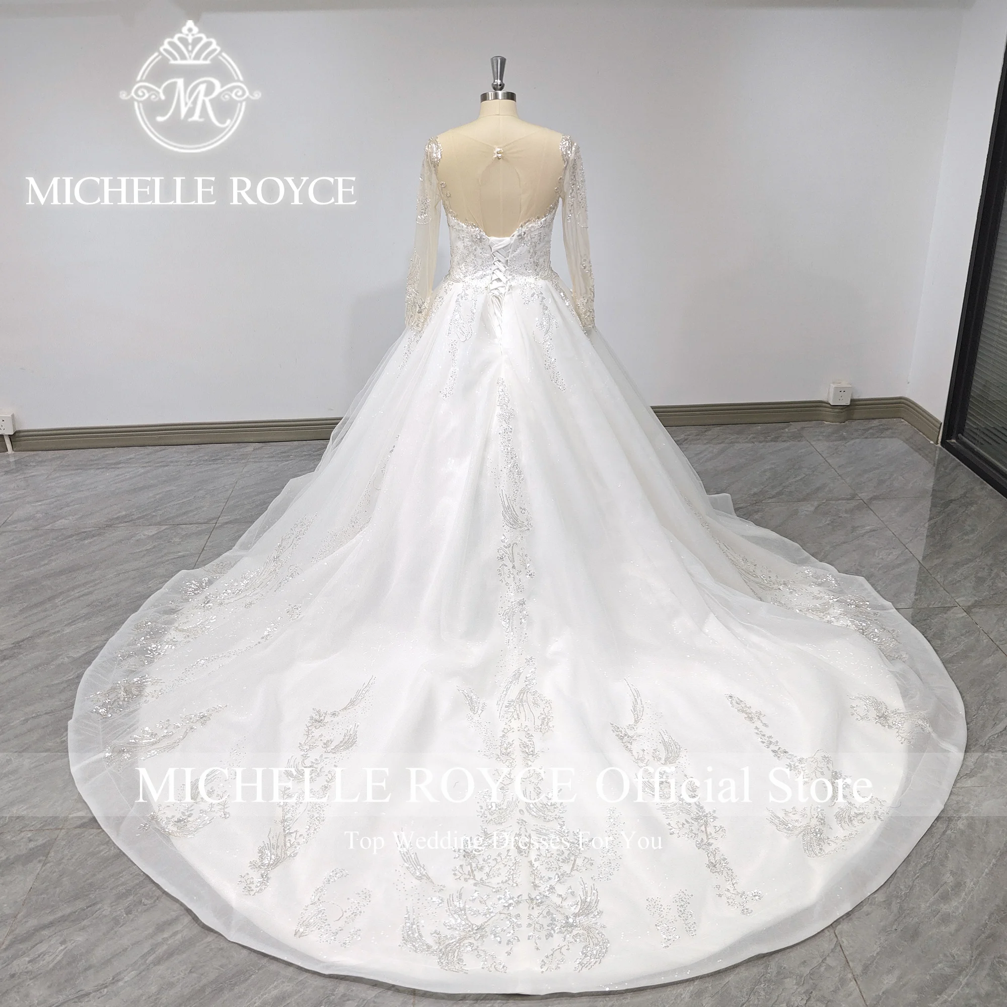 Michelle Royce Luxury Ball Gown Wedding Dress Sexy Sweetheart  Sparkling Sequined Wedding Gown Bride Dresses Vestidos De Novia