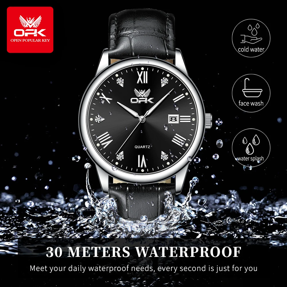 OPK ブランド メンズ腕時計ストラップ クォーツ時計 防水カレンダー 6025