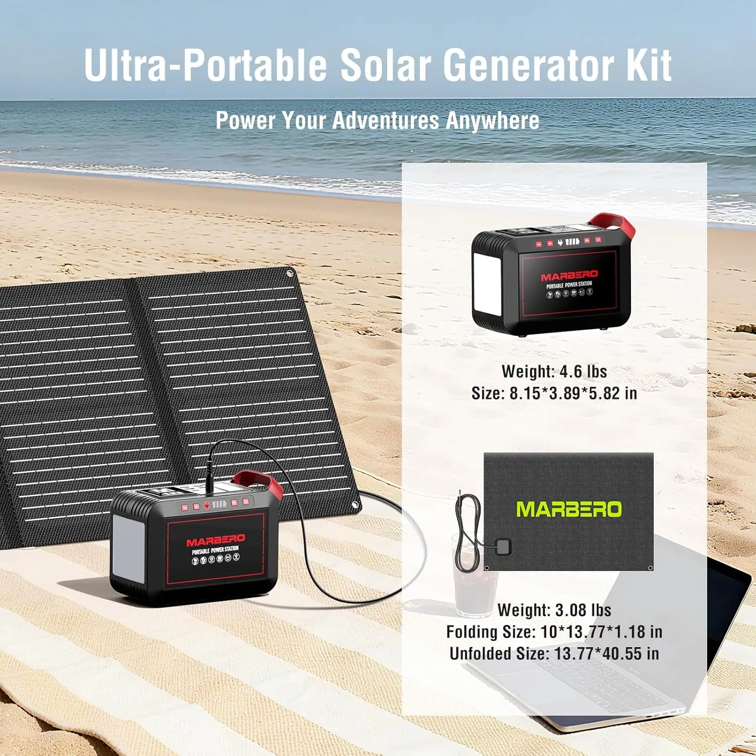 

237Wh Solar Generator with Solar Panel Included Portable Power Station 300W Pure Sine Wave with Foldable Solar Panel 60W Set