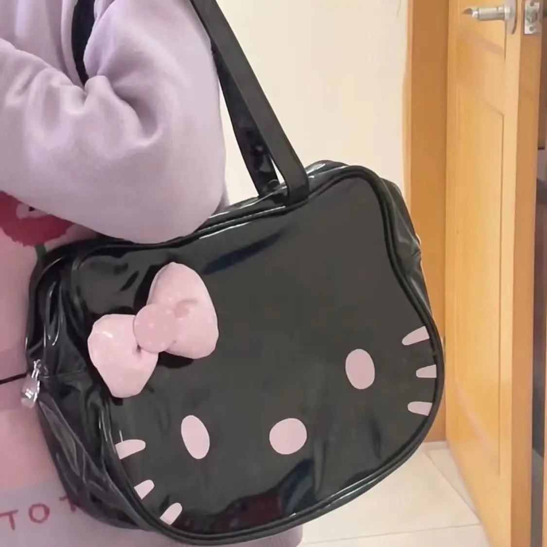 Hello Kitty Sanrio borsa a tracolla in pelle PU borsa da donna con fiocco simpatico cartone animato Versatile Tote Bag Y2k borsa di Design di lusso