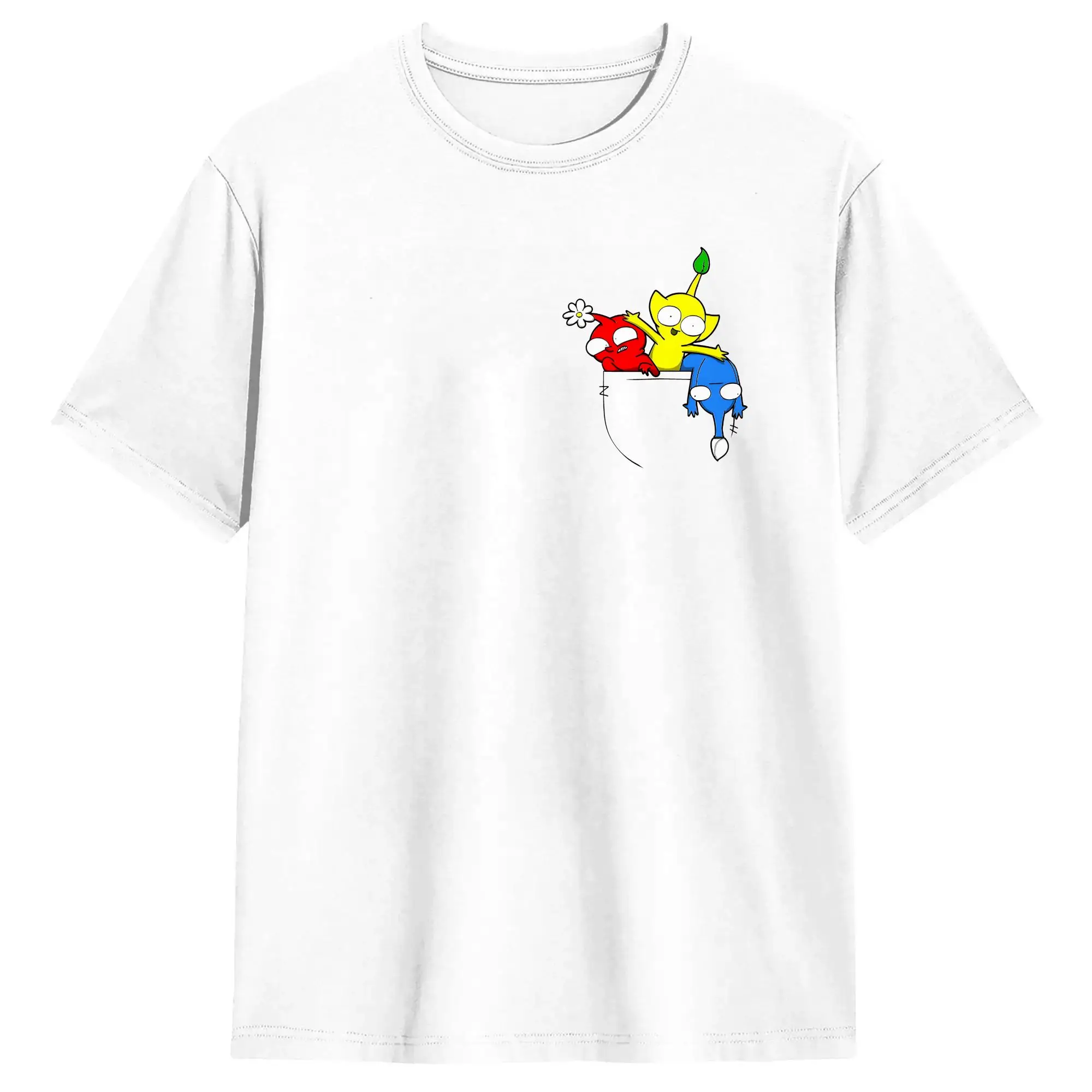 Streetwear T-Shirt Summer Pocketmin  Trending T-Shirts Pikmins Pure Cotton Tshirt for Men Y2K Casual Short Sleeve Top Tees