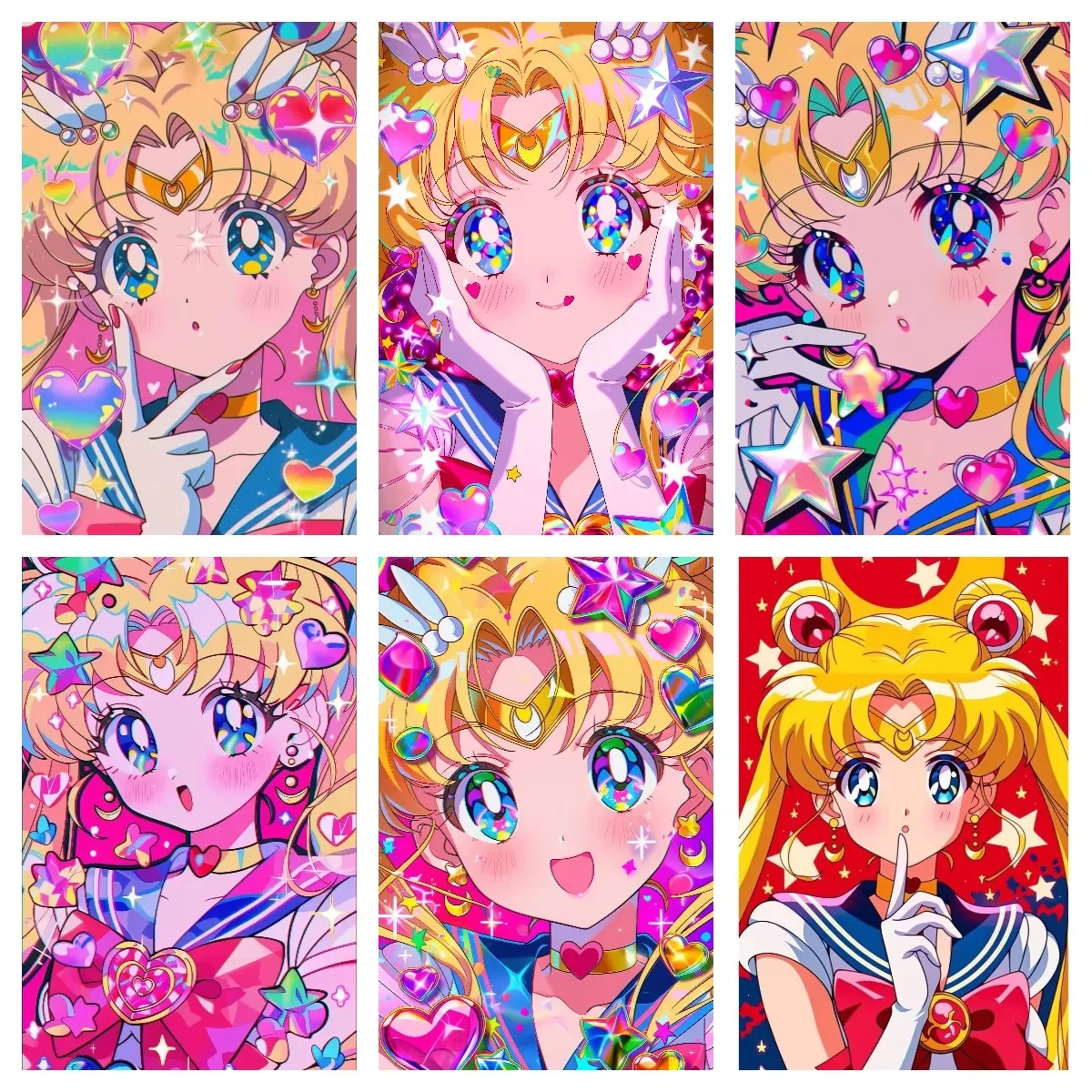 Cuadro de diamantes 5D sin marco, Sailor Moon, anime, con diamantes en toda la superficie, hecho a mano, decoración de pared para el hogar, póster de arte.