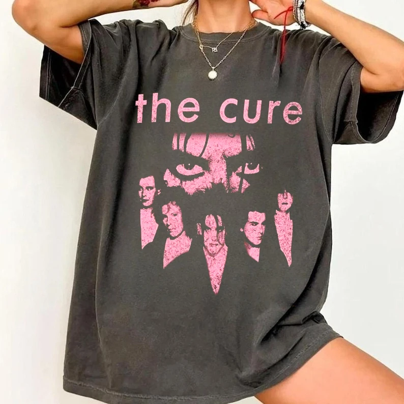 The Cure Cotton Graphic T Shirt Punk Rock Band Tee Y2K Grunge Streetwear Retro Graphic Print Harajuku Y2K T-shirt Men Women Tops